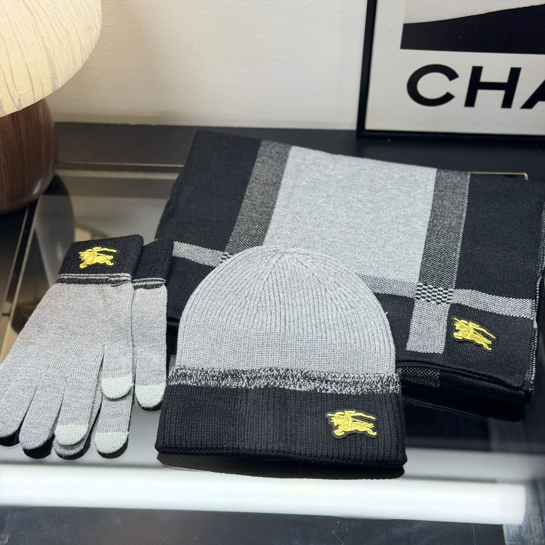 Burberry Wool-Acrylic Three-Piece Hat, Scarf and Gloves Set