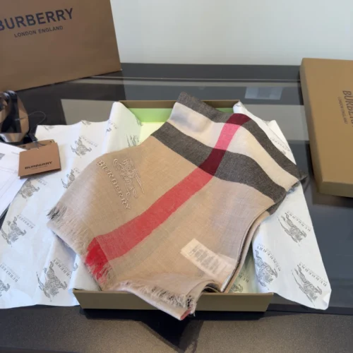 Burberry Cashmere Square Scarf with a Classic Check Pattern