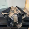 Burberry Reversible Wool Jacquard Cape with TB Check Motifs and Leather Trim - Ref. SCBURBERRY0022