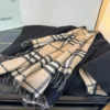 Burberry Reversible Wool Jacquard Cape with TB Check Motifs and Leather Trim - Ref. SCBURBERRY0022