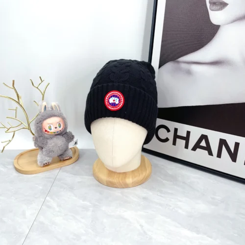 Canada Goose Wool-Acrylic Three-Piece Scarf, Pom-Pom Hat and Gloves Set
