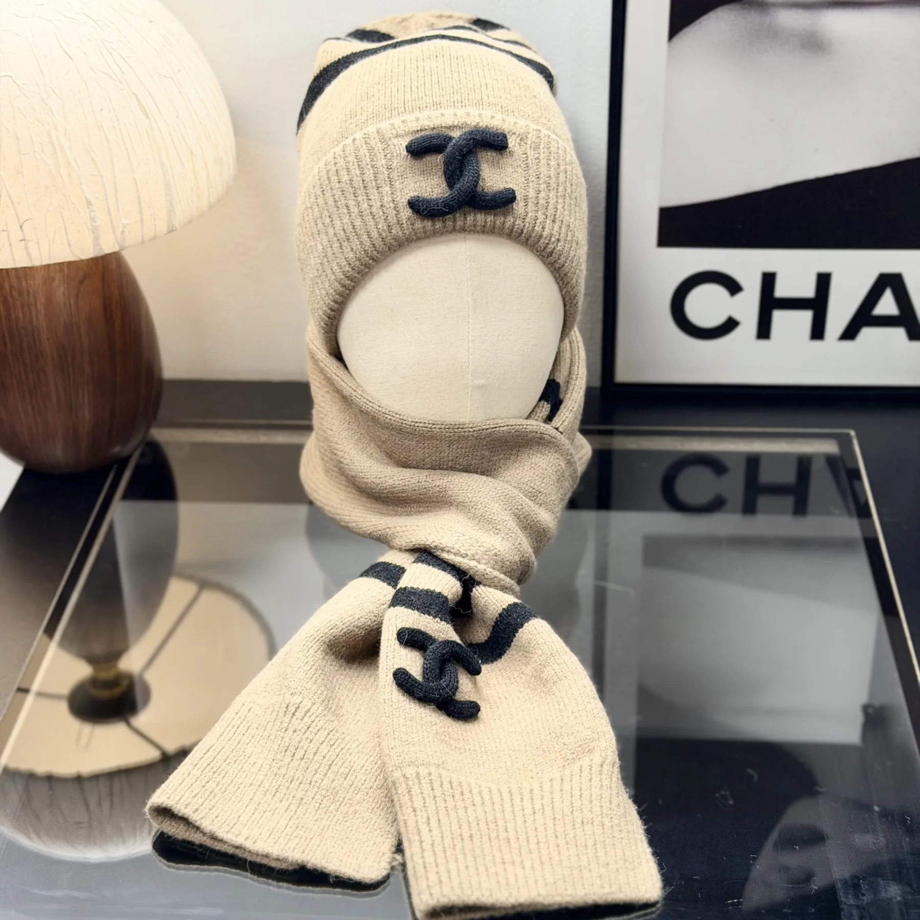 Chanel Unisex Wool Two-Piece Hat and Scarf Set for Winter - Ref. SCCHANEL0007