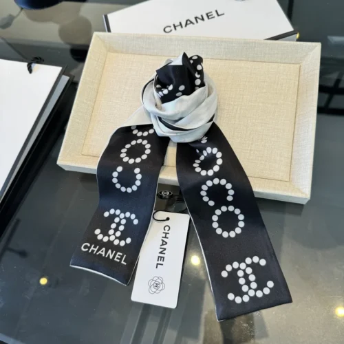 Chanel Reversible Silk Twill Ribbon Scarf for Hair, Handbags and Wrist Styling - 6 x 120 - Ref. SCCHANEL0039