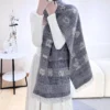 Chanel 100% Cashmere Scarf in Black and Cream Tones - 70 x 200 - Ref. SCCHANEL0044