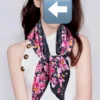 Chanel Lavender Floral Scarf with Watercolor Effects and Colorful Lettering - Ref. SCCHANEL0065