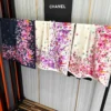 Chanel Lavender Floral Scarf with Watercolor Effects and Colorful Lettering - Ref. SCCHANEL0065