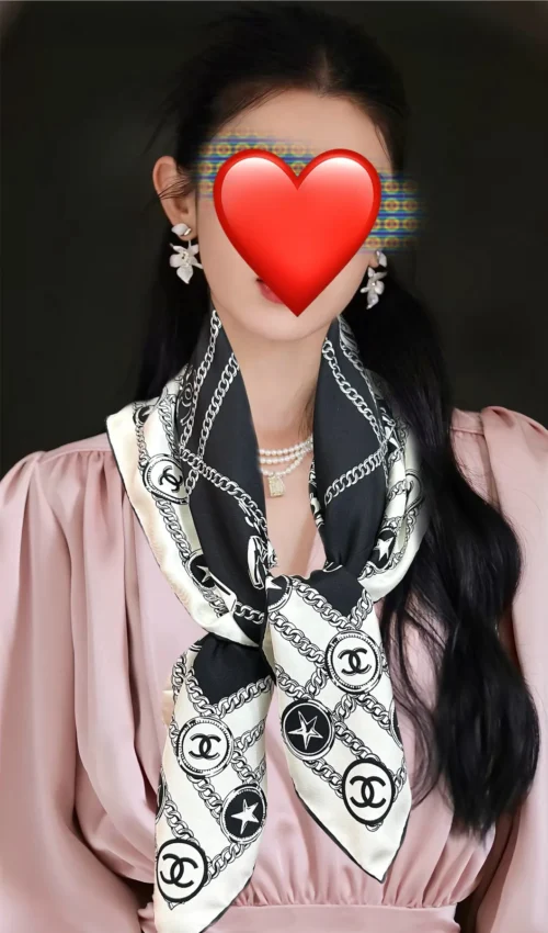 Chanel Double-Sided 18-Momme Scarf with Interwoven Lettering Motifs - Ref. SCCHANEL0143