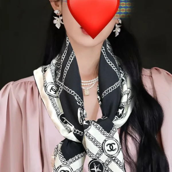 SCCHANEL0143-01 Chanel Double-Sided 18-Momme Scarf with Interwoven Lettering Motifs - Ref. SCCHANEL0143