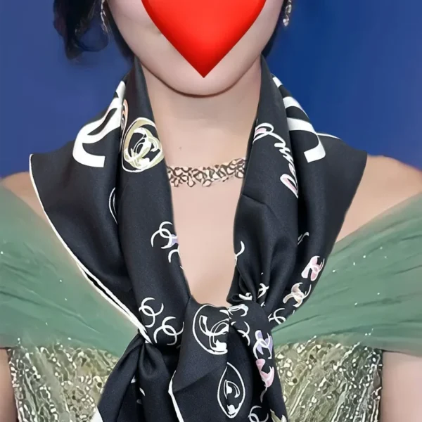 Chanel Double-Sided 18-Momme Square Scarf with Interwoven Lettering Motifs - Ref. SCCHANEL0145