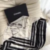 Chanel Large Velvet Square Scarf with Camellia Motifs - Ref. SCCHANEL0186