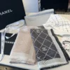 Chanel Large Velvet Square Scarf with Camellia Motifs - Ref. SCCHANEL0227