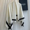 Chanel Ivory Shawl with a Contrasting Black Border - Ref. SCCHANEL0251