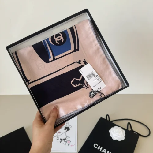 Chanel 100% Silk Handbag-Motif Square Scarf - 90 x 90 cm