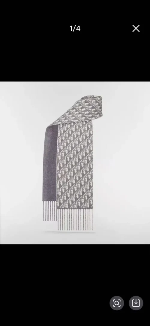 Dior Unisex 100% Cashmere Two-Tone Monogram Scarf - 150 x 18 cm - Ref. SCDIOR0003