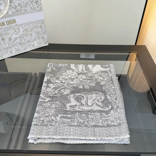 Dior Toile de Jouy Velvet Square Scarf with Jungle Tiger Motifs - 90 x 90 - Ref. SCDIOR0005