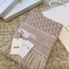 Dior Navy Cashmere Reversible Scarf with Solid and Oblique-Print Sides - Ref. SCDIOR0041