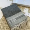 Dior Navy Cashmere Reversible Scarf with Solid and Oblique-Print Sides - Ref. SCDIOR0043