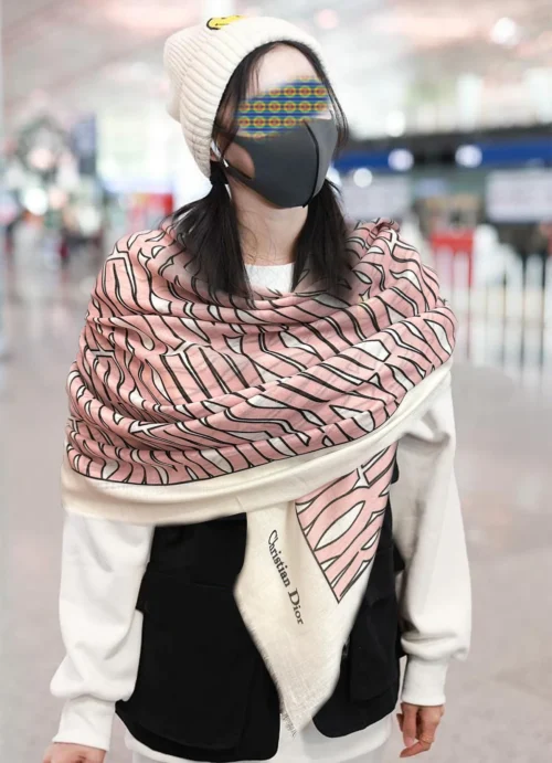 Dior Cashmere Long Scarf and Shawl with Signature Motifs - Ref. SCDIOR0062