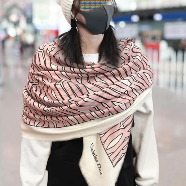 Dior Cashmere Long Scarf and Shawl with Signature Motifs - Ref. SCDIOR0062
