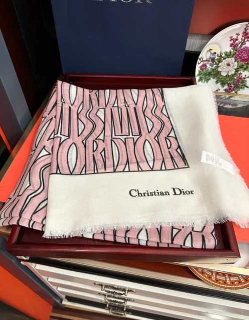 Dior Cashmere Long Scarf and Shawl with Signature Motifs - Ref. SCDIOR0062