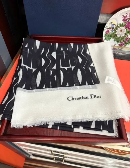 Dior Cashmere Long Scarf and Shawl with Signature Motifs - Ref. SCDIOR0064