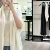 Dior Cashmere Monogram Scarf with Silver-Tone Thread Detailing - Ref. SCDIOR0065