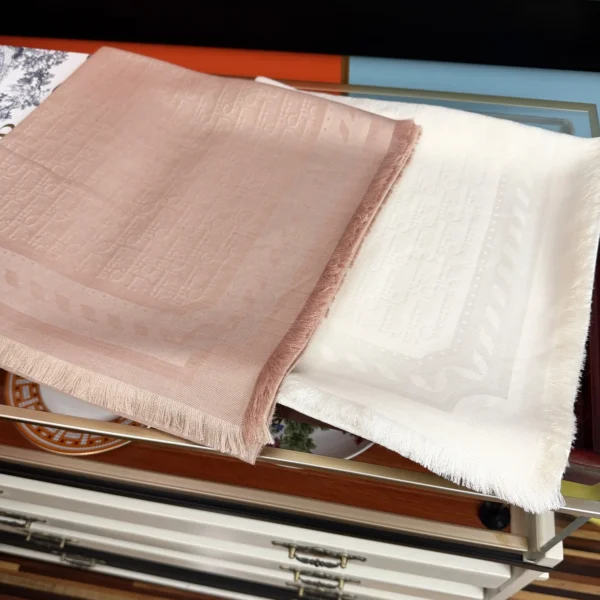 Dior Cashmere Monogram Scarf with Silver-Tone Thread Detailing - Ref. SCDIOR0066