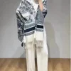 Dior Reversible 100% Cashmere Long Scarf with Animal Motifs and Fringes - 70 x 200 cm