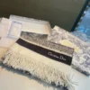 Dior Reversible 100% Cashmere Long Scarf with Animal Motifs and Fringes - 70 x 200 cm