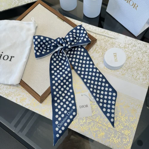 Dior Double-Layer Silk Ribbon Scarf with Polka-Dot Print - 6 x 100 - Ref. SCDIOR0112
