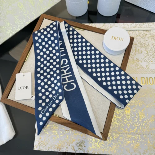 Dior Double-Layer Silk Ribbon Scarf with Polka-Dot Print - 6 x 100 - Ref. SCDIOR0112