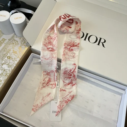 Dior Double-Layer Silk Ribbon Scarf with Animal Print - 6 x 105 - Ref. SCDIOR0113