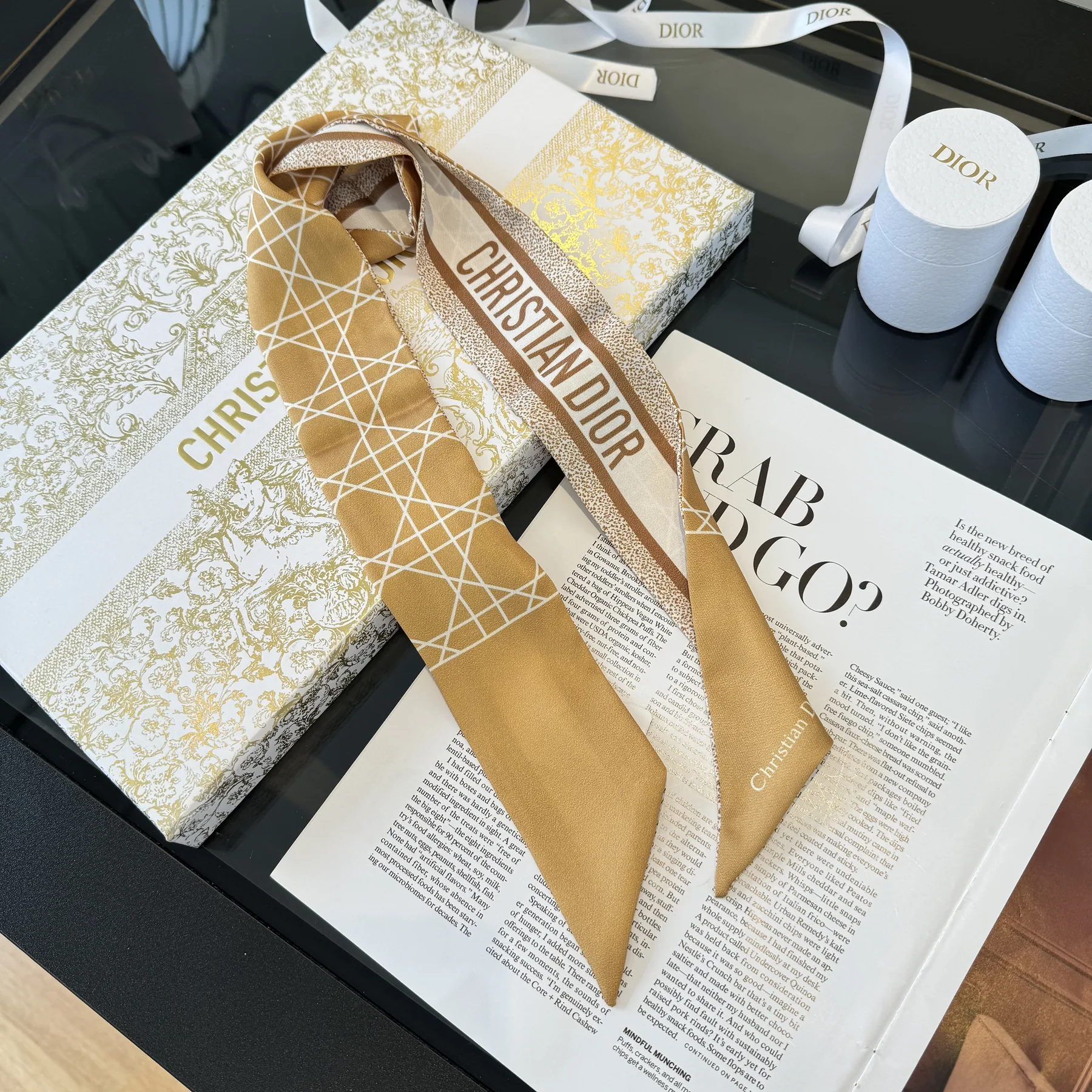 Dior Double-Layer Silk Ribbon Scarf for Hair and Accessory Styling - 6 x 105 - Ref. SCDIOR0117