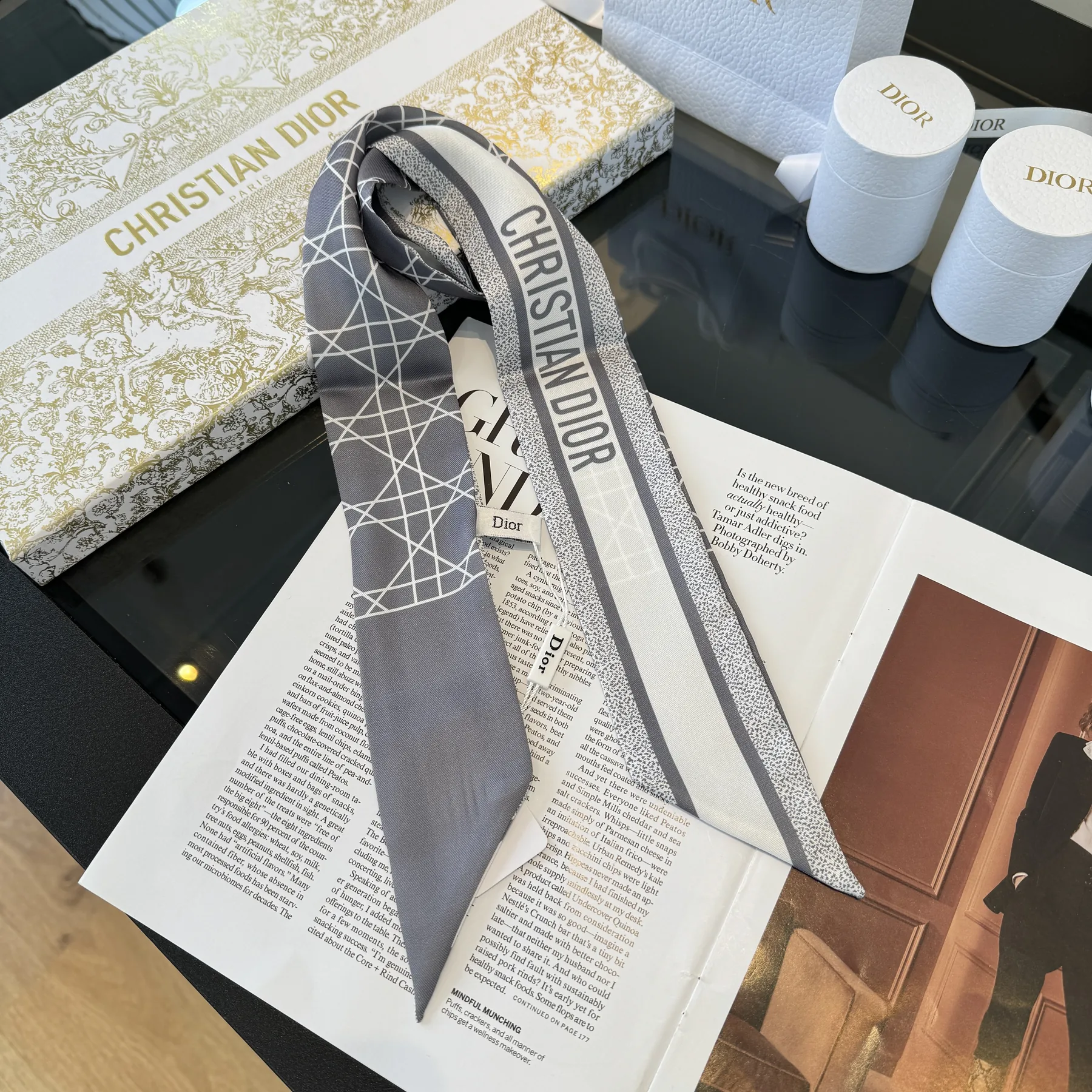 Dior Double-Layer Silk Ribbon Scarf for Hair and Accessory Styling - 6 x 105 - Ref. SCDIOR0118