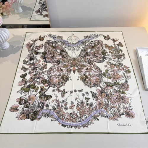 Dior Butterfly Around the World 100% Mulberry Silk Square Scarf - 90 x 90 cm - Ref. SCDIOR0126
