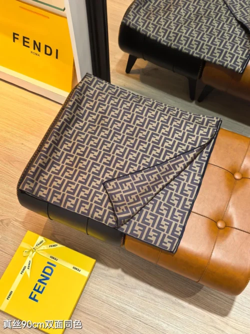 Fendi Allover FF Reversible 18-Momme Silk Twill Square Scarf - 90 x 90 cm - SFD2501