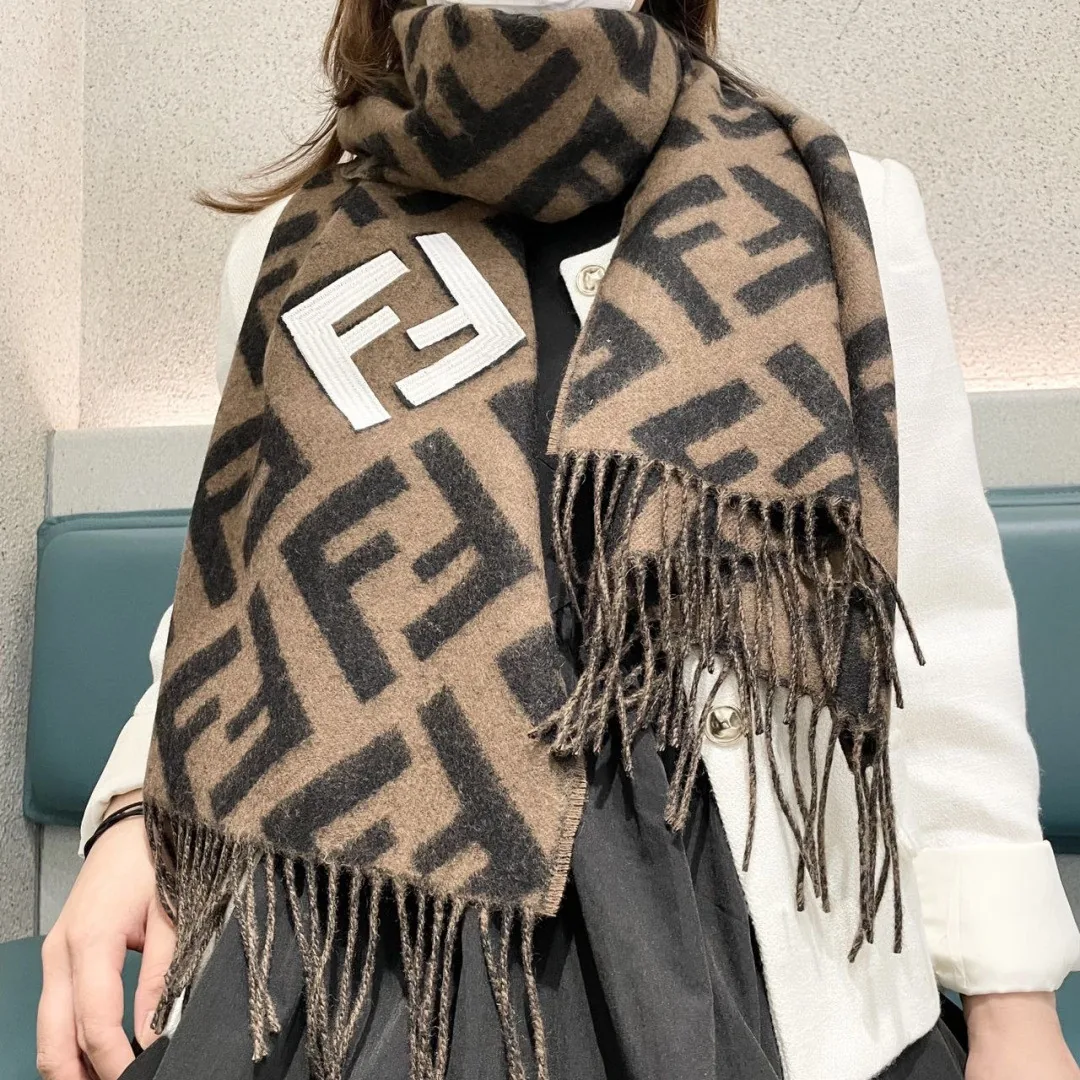 Fendi Cashmere Scarf with Allover FF Motifs - Ref. SCFENDI0027