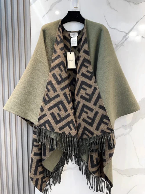 Fendi Reversible Heavyweight Cape with Allover FF Motifs - Ref. SCFENDI0036