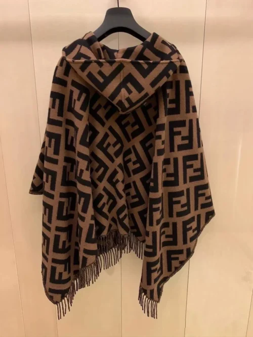Fendi Pure Cashmere FF Hooded Cape and Shawl with Large Pockets - Ref. SCFENDI0040
