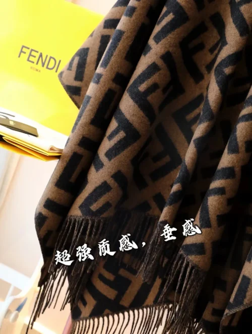 Fendi Pure Cashmere FF Hooded Cape and Shawl with Large Pockets - Ref. SCFENDI0040