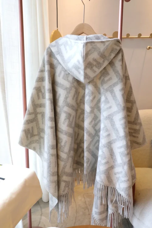 Fendi Pure Cashmere FF Hooded Cape and Shawl with Large Pockets - Ref. SCFENDI0041