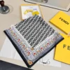 Fendi 100% Silk Square Scarf with FF, Baguette and Peekaboo Motifs - 90 x 90 cm - Ref. SCFENDI0052