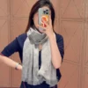 Gucci Reversible 100% Wool Small-GG Jacquard Shawl in Gray and Pink - 48 x 180 cm - Ref. SCGUCCI0007