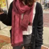 Gucci Reversible 100% Wool Small-GG Jacquard Shawl in Gray and Pink - 48 x 180 cm - Ref. SCGUCCI0009