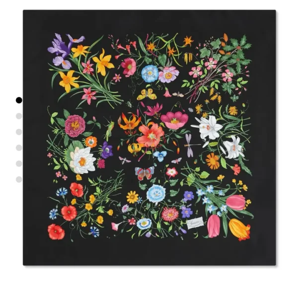 Gucci Allover Floral Reversible 18-Momme Silk Twill Square Scarf - 90 x 90 cm - SGC2510 - Ref. SCGUCCI0032