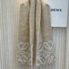 Loewe Reversible Wool-Cashmere Scarf with Anagram Motif in Pink and Camel - Ref. SCLOEWE0001