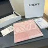 Loewe Reversible Wool-Cashmere Scarf with Anagram Motif in Pink and Camel - Ref. SCLOEWE0002