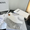 Loewe Reversible 90% Wool 10% Cashmere Scarf with Script Logo and Fringed Ends - 180 x 30 cm - Ref. SCLOEWE0008