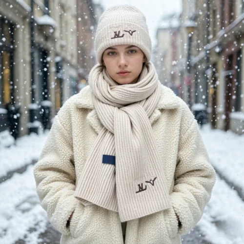 Louis Vuitton Unisex 100% Cashmere Two-Piece Winter Hat and Scarf Set - Ref. SCLV0006