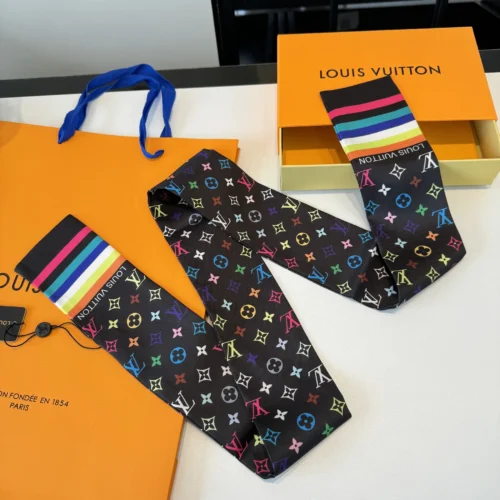 Louis Vuitton Double-Layer Ribbon Scarf with Graffiti Polka-Dot Motifs - Ref. SCLV0045